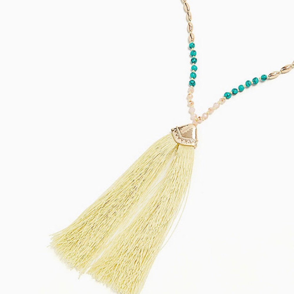 Torrid BEADED TASSEL PENDANT NECKLACE yellow teal